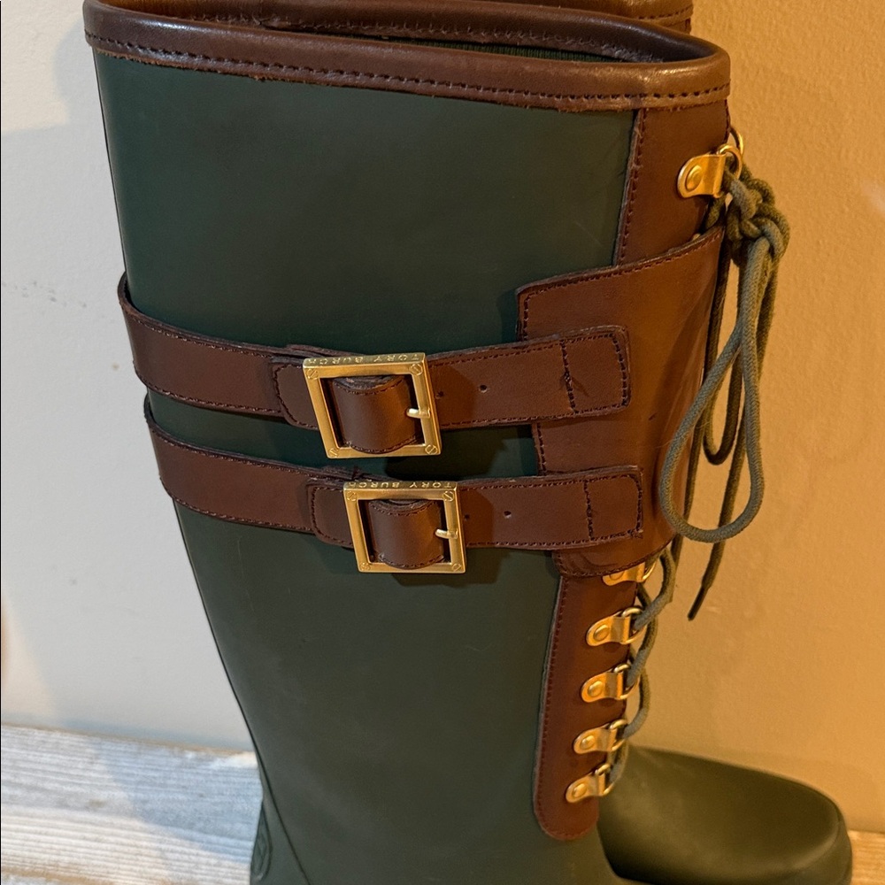 Tory Burch Olive and Chocolate Lace-Up Boots - Picture 8 of 11